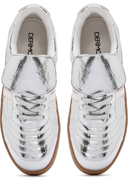 Kadın Gümüş Bağcıklı Metalik Sneaker 25SFD430632