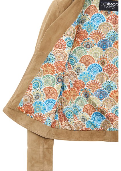 Lara Kadın Camel Kısa Süet Deri Ceket 24WGE588110