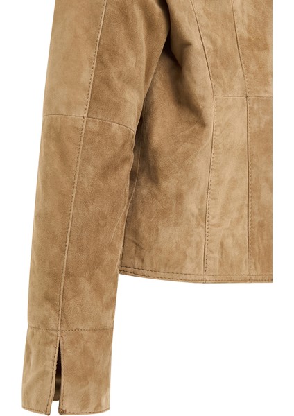Lara Kadın Camel Kısa Süet Deri Ceket 24WGE588110