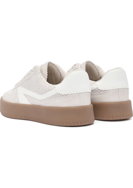 Kadın Bej Bağcıklı Kalın Tabanlı Sneaker 25SFD430514