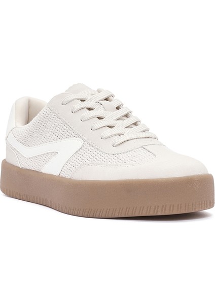 Kadın Bej Bağcıklı Kalın Tabanlı Sneaker 25SFD430514