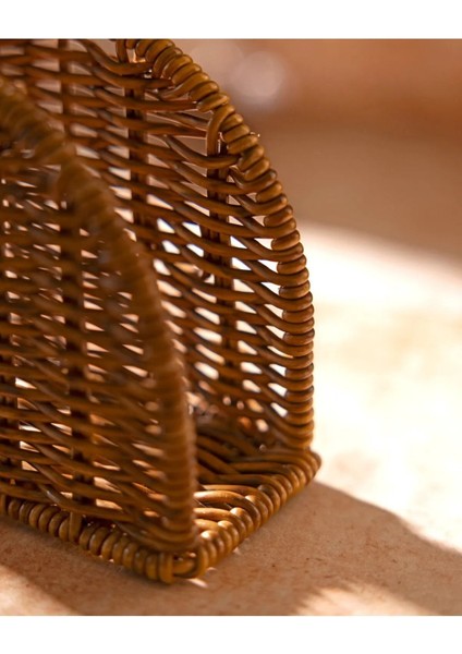 Bej Rattan Masa Üstü Peçetelik, Şık ve Dayanıklı Tasarım fiyatları