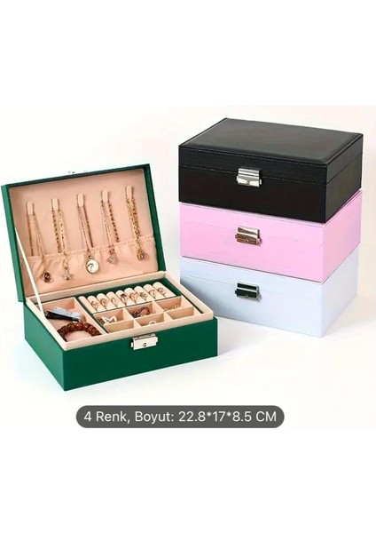 Kilitli Lüks Çift Katmanlı Takı Organizatörü modelleri