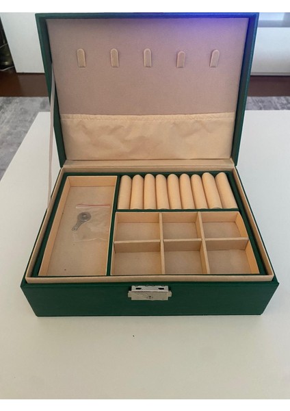 Kilitli Lüks Çift Katmanlı Takı Organizatörü fırsatları