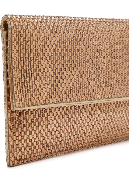 Kadın Altın Uzun Zincir Askılı Taşlı Abiye Portföy Çanta 25SBD2901TS