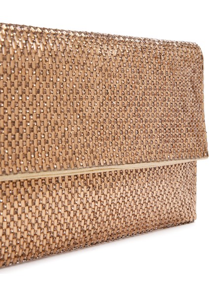 Kadın Altın Uzun Zincir Askılı Taşlı Abiye Portföy Çanta 25SBD2901TS