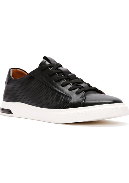Erkek Siyah Bağcıklı Deri Sneaker 25SFD690518