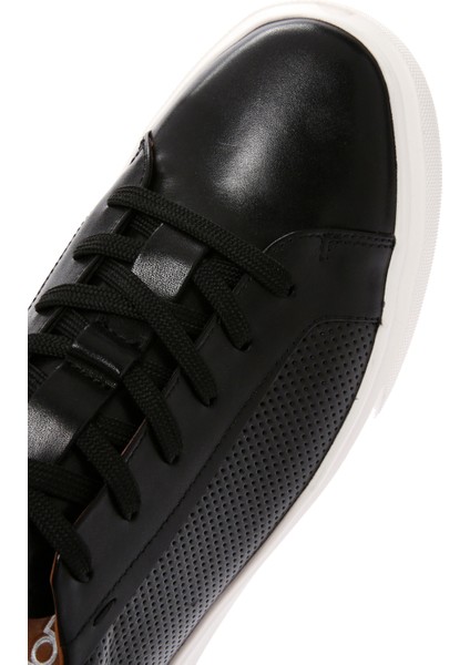 Erkek Siyah Bağcıklı Deri Sneaker 25SFD690518