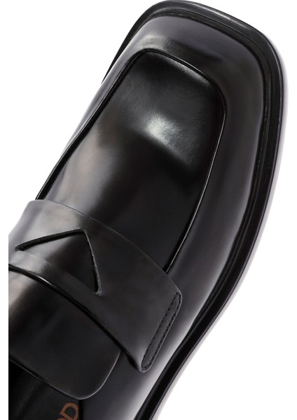 Kadın Siyah Deri Maskülen Loafer 24WFD141922