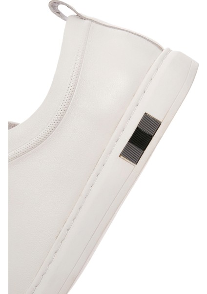 Erkek Beyaz Bağcıklı Deri Sneaker 25SFD690818