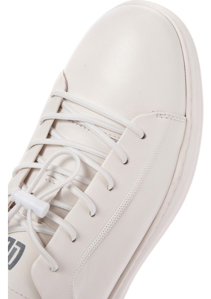 Erkek Beyaz Bağcıklı Deri Sneaker 25SFD690818