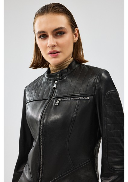 Tania Kadın Siyah Kısa Deri Ceket 24WGD5235VE