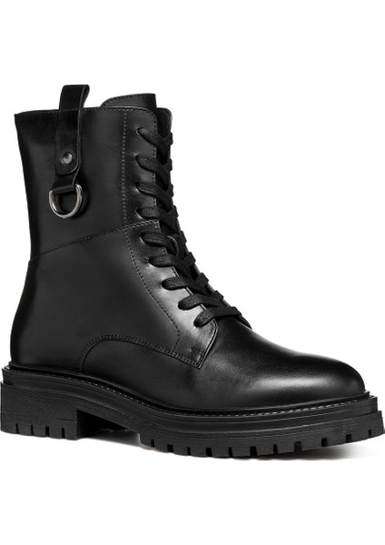 Kadın Siyah Iridea Bağcıklı Deri Postal Bot D46HRB00043C9999