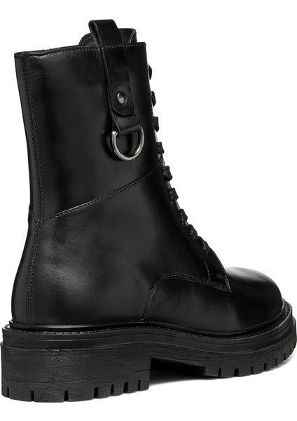 Kadın Siyah Iridea Bağcıklı Deri Postal Bot D46HRB00043C9999