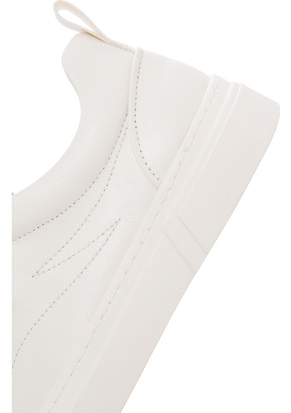 Erkek Beyaz Bağcıklı Deri Sneaker 25SFD690918