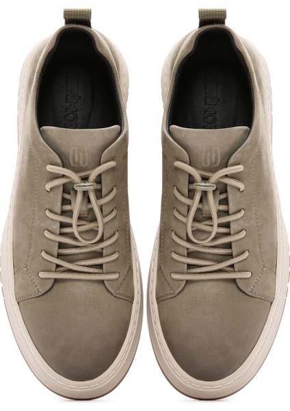 Erkek Haki Bağcıklı Nubuk Deri Sneaker 25SFD6910V3
