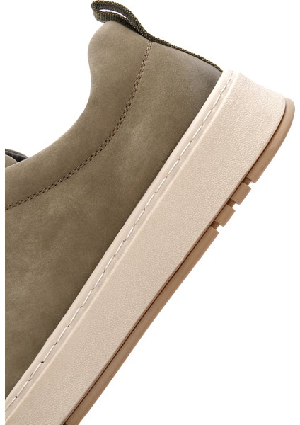 Erkek Haki Bağcıklı Nubuk Deri Sneaker 25SFD6910V3