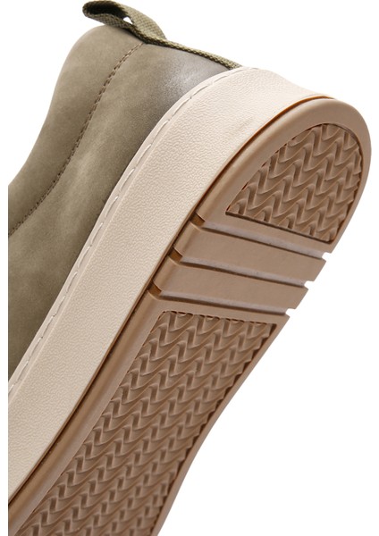 Erkek Haki Bağcıklı Nubuk Deri Sneaker 25SFD6910V3