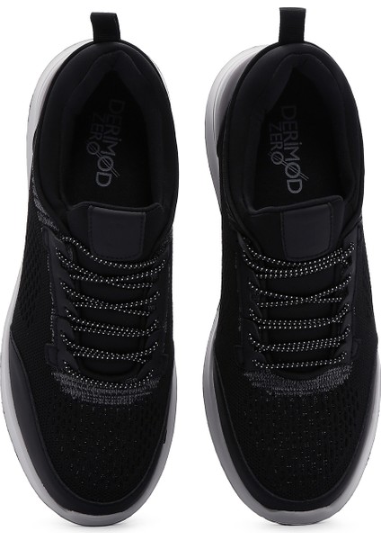Zero Erkek Siyah Bağcıklı Kalın Tabanlı Kumaş Sneaker 25SFD69046F