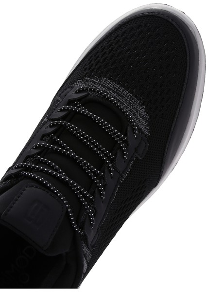 Zero Erkek Siyah Bağcıklı Kalın Tabanlı Kumaş Sneaker 25SFD69046F