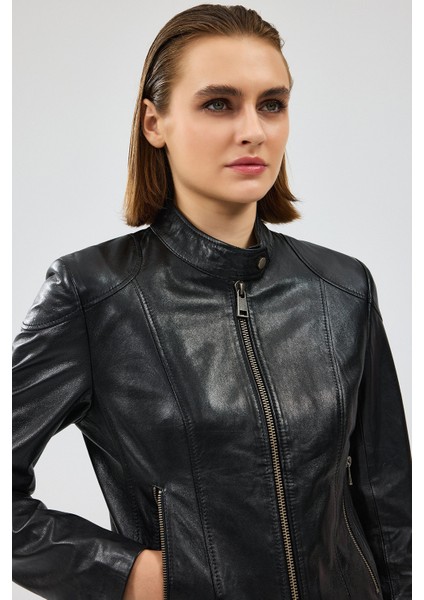 Prima Kadın Siyah Kısa Deri Ceket 24WGM524551