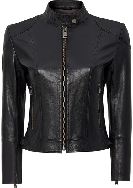 Prima Kadın Siyah Kısa Deri Ceket 24WGM524551