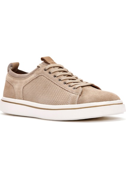 Erkek Bej Bağcıklı Süet Deri Sneaker 25SFD690610