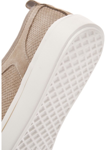 Erkek Bej Bağcıklı Süet Deri Sneaker 25SFD690610