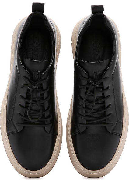 Erkek Siyah Bağcıklı Deri Sneaker 25SFD691018
