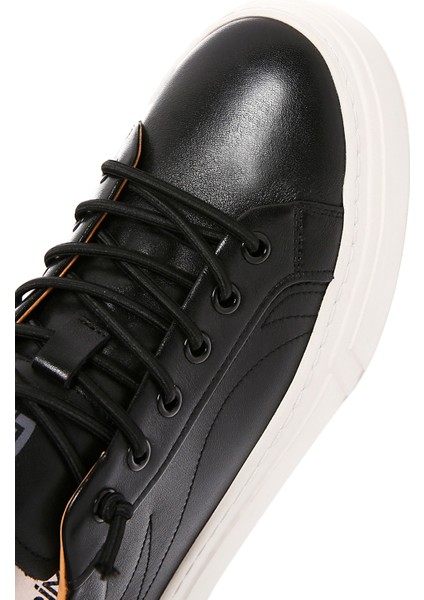 Erkek Siyah Bağcıklı Deri Sneaker 25SFD690918