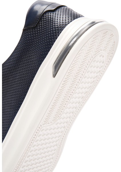 Erkek Lacivert Bağcıklı Deri Sneaker 25SFD690518