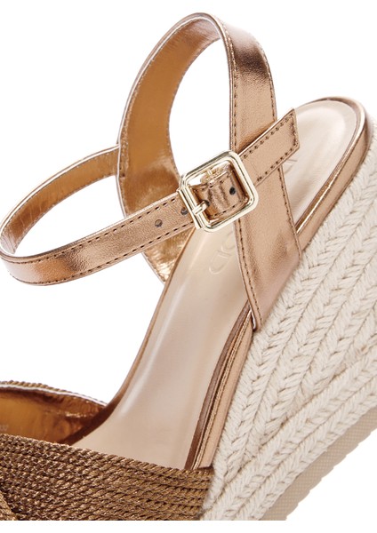 Kadın Bronz Bilekten Bantlı Metalik Dolgu Topuklu Espadril 25SFE480632