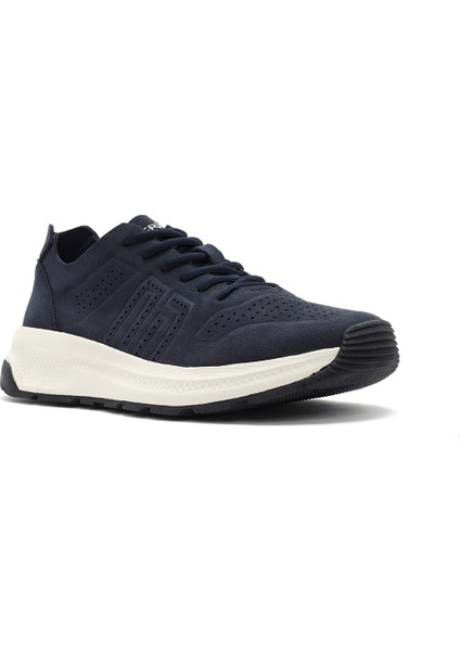 Erkek Lacivert Bağcıklı Nubuk Deri Sneaker 25SFD7600V3