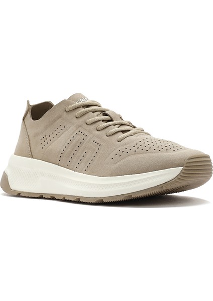 Erkek Bej Bağcıklı Nubuk Deri Sneaker 25SFD7600V3