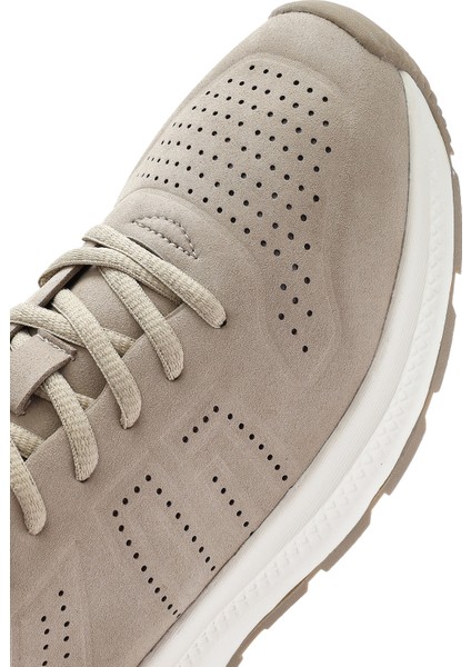 Erkek Bej Bağcıklı Nubuk Deri Sneaker 25SFD7600V3