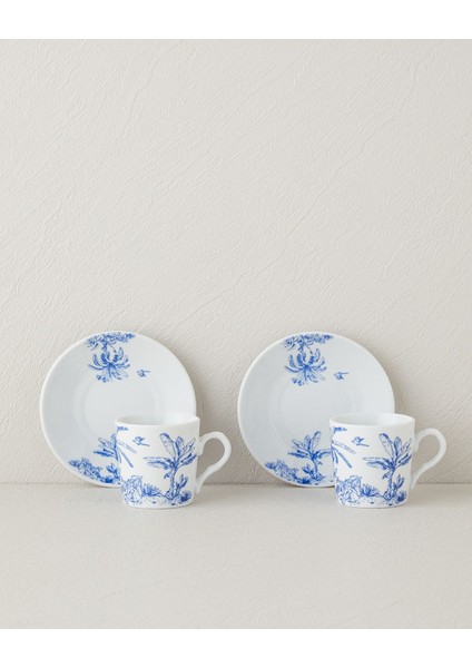 Mavi Porselen 4 Parça Kahve Fincan Takımı, 2 Kişilik, Şık ve Zarif Tasarım fiyatları