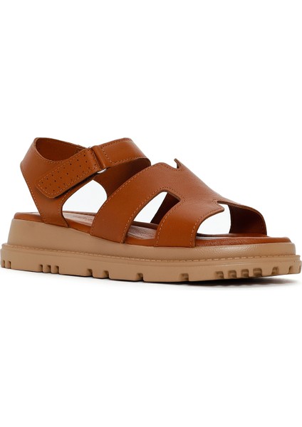 Kadın Taba Deri Comfort Sandalet 25SFD300218