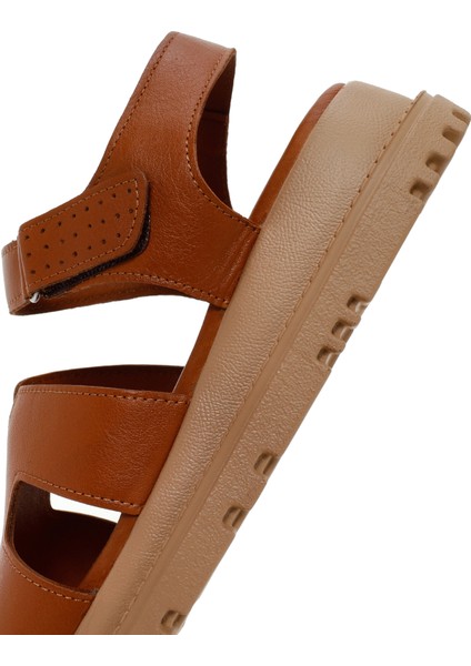 Kadın Taba Deri Comfort Sandalet 25SFD300218