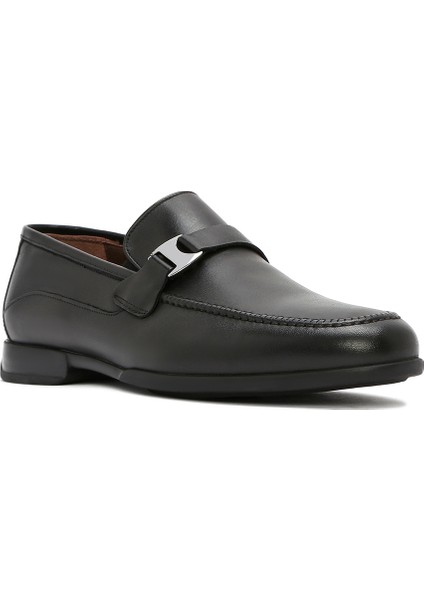 Erkek Siyah Deri Klasik Loafer 25SFD670118