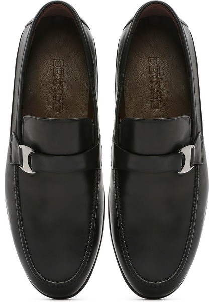 Erkek Siyah Deri Klasik Loafer 25SFD670118