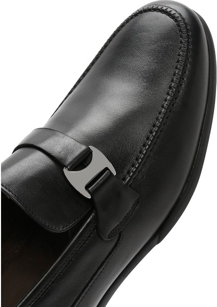 Erkek Siyah Deri Klasik Loafer 25SFD670118