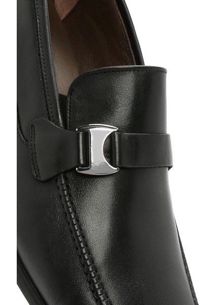 Erkek Siyah Deri Klasik Loafer 25SFD670118