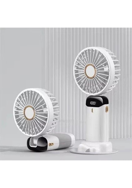 LCD Ekranlı Şarjlı Mini El Boyun Masa Fanı Seyahat Taşınabilir Fan Aralığı Şarjlı Yüksek Şarj