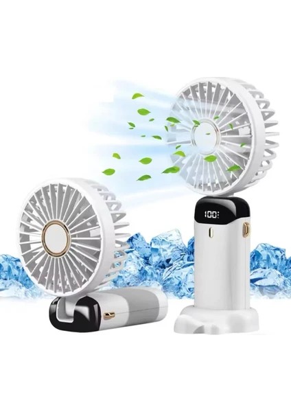 LCD Ekranlı Şarjlı Mini El Boyun Masa Fanı Seyahat Taşınabilir Fan Aralığı Şarjlı Yüksek Şarj indirimleri