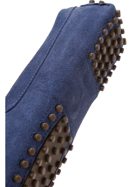 Kadın Lacivert Süet Deri Penny Loafer 25SFD290310