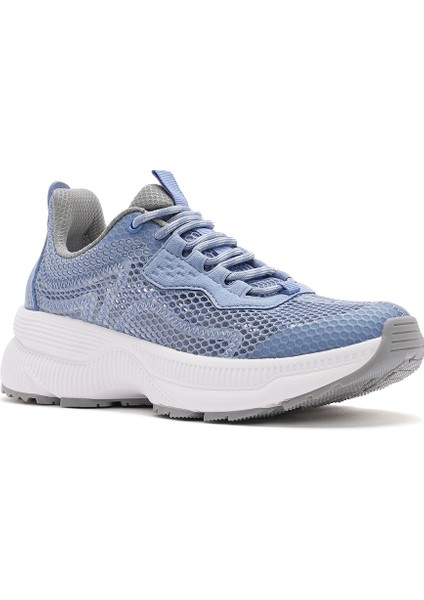 Kadın Mavi Bağcıklı Kalın Tabanlı Kumaş Sneaker 25SFE48576F