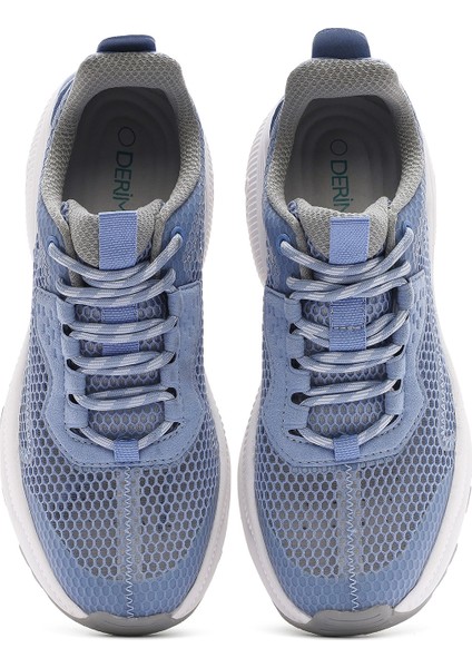 Kadın Mavi Bağcıklı Kalın Tabanlı Kumaş Sneaker 25SFE48576F