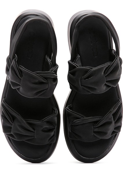 Kadın Siyah Kalın Tabanlı Sandalet 25SFE485018