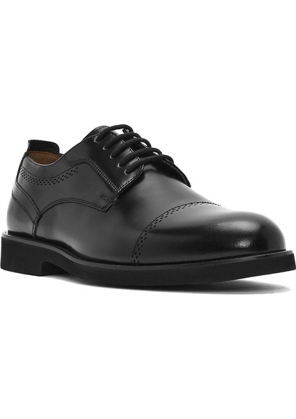 Erkek Siyah Bağcıklı Deri Klasik Ayakkabı 25SFD670722