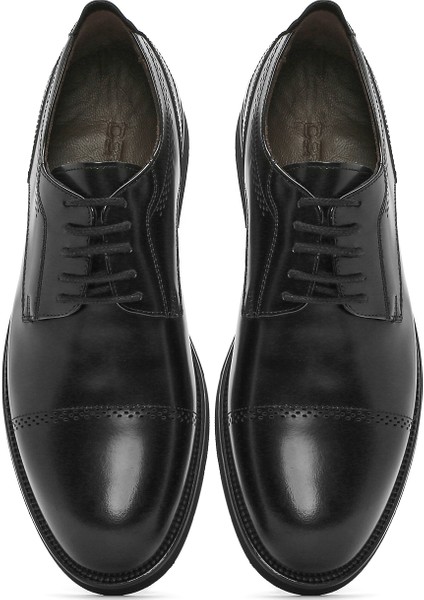 Erkek Siyah Bağcıklı Deri Klasik Ayakkabı 25SFD670722